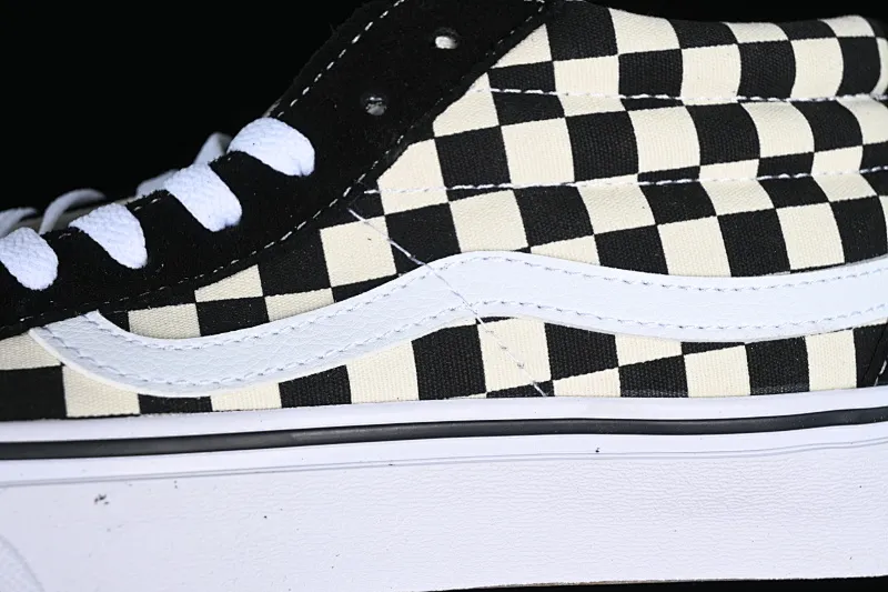 All categories Vans Vans series Vans Mid Vans China Vans Sk8-Mid black and white checkerboard mid-top casual sneakers VN0A391FQXH